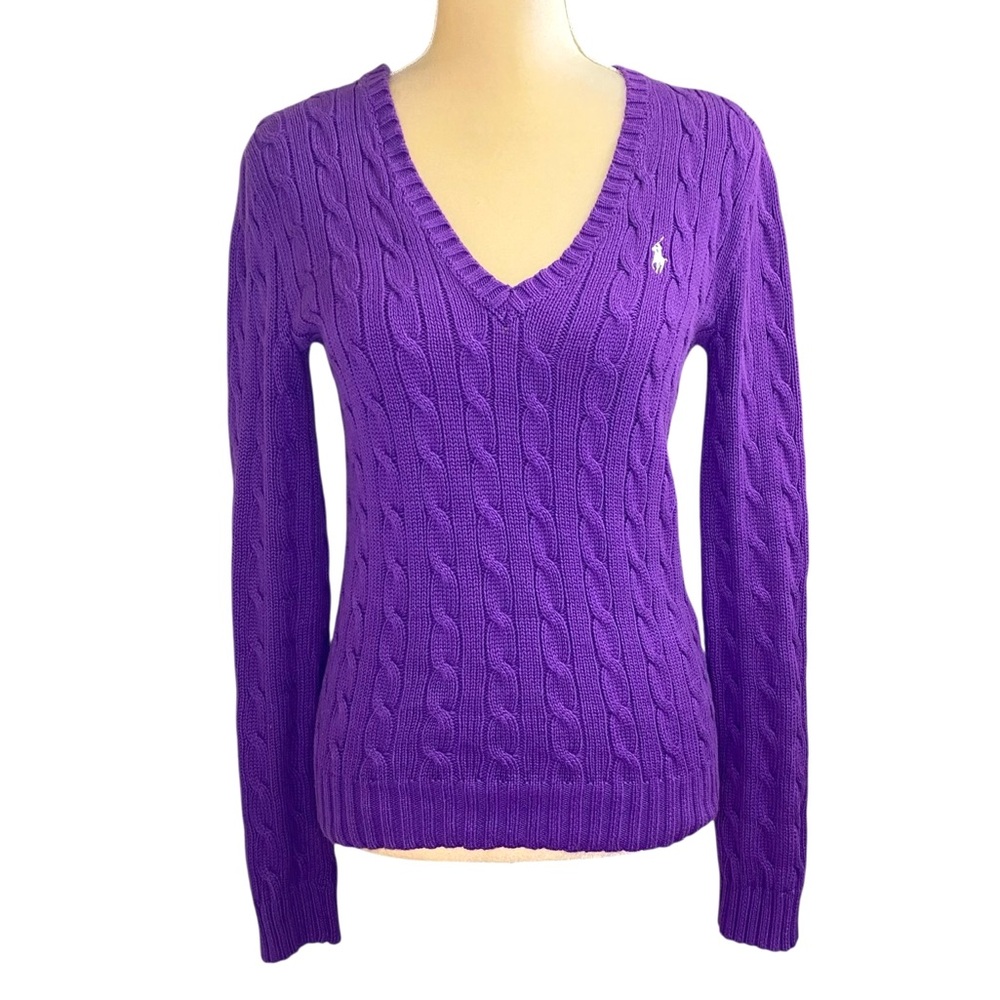Ralph Lauren Sport Cotton V-Neck Cable Knit Sweater